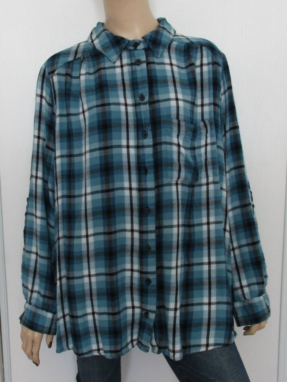 LANE BRYANT Top Size 18/20 Plaid Button Down Flannel Shirt